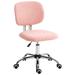 Latitude Run® Cute Armless Office Chair, Teddy Fleece Fabric Computer Desk Chair, Vanity Task Chair w/ Adjustable Height, Swivel Wheels | Wayfair