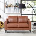 Serta Turner 55.5" Square Arm Faux Leather Loveseat Faux Leather in Black/Brown | 35 H x 55.5 W x 33.5 D in | Wayfair 132A013BRN