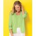 Blair Women's Linen/Cotton Crochet-Trim Cardigan - Green - PL - Petite