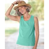 Blair Coastal Cotton Scoopneck Tank - Green - 1X - Womens