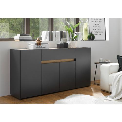 Sideboard 170x87 cm Eiche Anthrazit 4-türig + Doppelschubkasten BOSTON