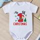 Christmas Baby Clothes Newborn Onesie For Baby Boys And Girls Cute Cartoon Letter Print Short Sleeve Romper