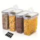2/4pcs Cereal Storage Container Set, Bpa Free Plastic Airtight Food Storage Containers 2.5l/88 Oz For Cereal, Snacks And Sugar, 4 Piece Set Cereal Dispensers With Chalkboard Labels, Black