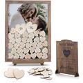 Décoration de mariage, artisanat en bois, cadres photo, dessus de table, ornements en bois, cœurs carrés, livre de connexion