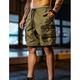 Homme Short Cargo Short Cordon Taille elastique Multi poche Plaid Confort Respirable Court Extérieur du quotidien Vacances Mode Décontractées Vert Véronèse Bleu