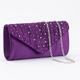 Femme Sac à main Sac de soirée Pochette Polyester Alliage Soirée Vacances Strass Chaîne Couleur unie Argent Amande Noir