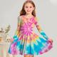 FILLE 3D Tie Dye Robe manche longue 3D effet Printemps Automne Sport Loisir du quotidien Vacances Le style mignon Décontractées Magnifique Enfants 3-12 ans Robe casual Robe Trapèze Au dessus du