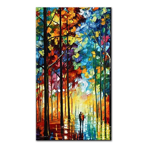 Mintura handgefertigtes Ölgemälde auf Leinwand, Wandkunst, Dekoration, modernes abstraktes Stadtlandschaftsbild für Wohnkultur, gerolltes, rahmenloses, ungedehntes Gemälde Image