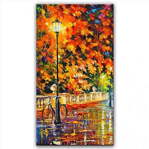 Mintura handgefertigtes Ölgemälde auf Leinwand, Wandkunst, Dekoration, modernes abstraktes Stadtlandschaftsbild für Wohnkultur, gerolltes, rahmenloses, ungedehntes Gemälde Image