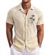 Palm Tree Herren Resort Hawaiian 3D-gedrucktes Waffelhemd Urlaub Alltagskleidung Urlaub Sommer Turndown Kurzarm Blau Grün Khaki 6XL Polyester Waffelstoff Hemd