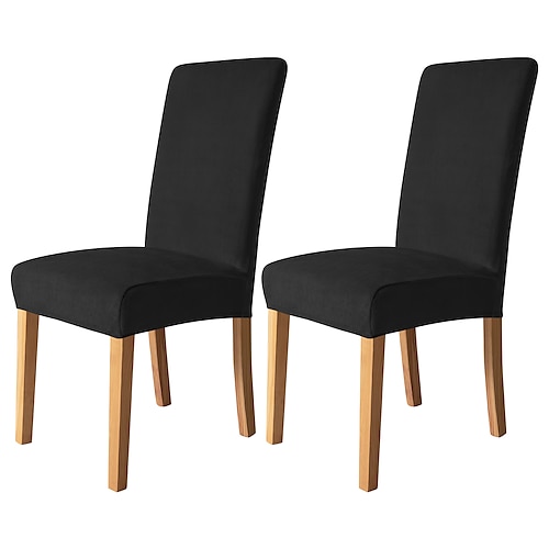 2 Stück Stuhlhussen für Esszimmerstühle, burgunderfarben, dehnbarer Samtbezug, Spandex, waschbar, mit elastischem Bodenschutz, Bauernhaus-Blumenmuster für Esszimmer, Hochzeitszeremonie Image