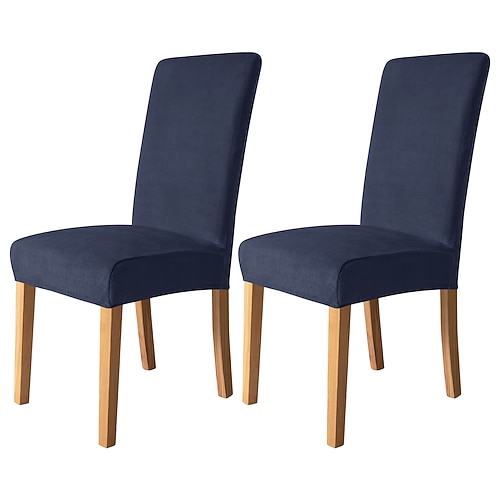 2 Stück Stuhlhussen für Esszimmerstühle, burgunderfarben, dehnbarer Samtbezug, Spandex, waschbar, mit elastischem Bodenschutz, Bauernhaus-Blumenmuster für Esszimmer, Hochzeitszeremonie Image