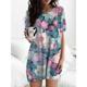 Women's Nightgown Nightshirt Dress Floral Fashion Comfort Soft Home Daily Bed Polyester Breathable Crew Neck Short Sleeve Summer Spring Blue Purple