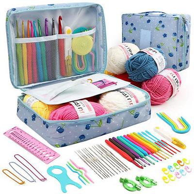 58PCS Crochet Kit Beginners Crochet Set with Crochet Yarn, Portable Crochet Hook Set Crochet Hooks Ergonomic Soft Grip Lace Crochet Hooks Travel Crochet Hook Case Full Knitting Crochet Supplies