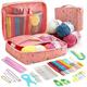 58PCS Crochet Kit Beginners Crochet Set with Crochet Yarn, Portable Crochet Hook Set Crochet Hooks Ergonomic Soft Grip Lace Crochet Hooks Travel Crochet Hook Case Full Knitting Crochet Supplies