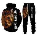 Personality Animal Cool Lion 3D All Over Print Tracksuits Men Hoodie Pants 2 Pcs Set Sport Suits 14182 6XL