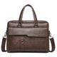 Men's Briefcase Laptop Bag PU Leather Office Daily Zipper Tiered Anti-Dust Solid Color Dark Brown Black Brown