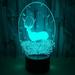 Deer 3D Night Light Acrylic Party Atmosphere Decoration Kids Boys Girl Gift LED Portable Table Lamp (Black Base no Remote Deer-17)