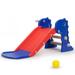 Best Gift for Kids! 3 in 1 Freestanding Toddler Slide Indoor Outdoor Playground with Basketball Hoop and Ball for Kids Under 3 Years Red & Blue