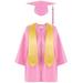 Uuszgmr Boys Girl T Shirts Preschool Kindergarten Graduation Gown Cap Set With 2024 Tassel And Graduation Sash For Child Size Size:3-4 Years Pink