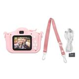 Kids Camera Dual Camera 2.0in IPS Screen 1080P Video Camera Toy with 32G Memory Card Pink