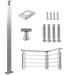 SKYSHALO Cable Railing Posts Horizontal Deck Stair Posts 42 x 1.97 x 1.97 Cable Railing Posts Stainless Steel Brushed Deck Railings Pre-Drilled Posts Stair Railing Kit Silver Bar with Mounting Bracke