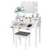 MOWENTA Vanity Desk with Mirror and Lights Makeup Vanity with Lights Vanity Table with 8 LED Bulbs & 3 Colors Lighting White Vanity Set with 7 Drawers & Stool Dressing Table Makeup Desk FST13W