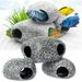 Artificial Aquatic Ornaments Aquarium Ceramic Cave Stone Decoration Aquarium Pond Ornament Decoration Shrimp Breeding Marbles Decoration 3 Pieces