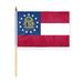 AGAS Georgia Stick Flag 12x18 Inch with 24 inch Wood Pole - Printed Polyester - State of Georgia Handheld Desk Flag Small Georgia Flag