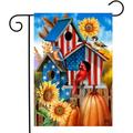 Briarwood Lane American Fall Birdhouses Garden Flag Patriotic Autumn Floral 12.5 x 18