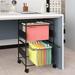 2 Tiers Mobile Metal Pull-Out Filing Cart with wheels 14.3\ D x 16.4\ W x 23.6\ H Black