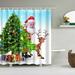 Surakey Christmas Shower Curtain Waterproof Polyester Christmas Tree Old Men Elk Curtain with Hooks for shower room Light Bule 78.74 x70.86
