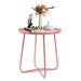 Fionafurn Round Patio Side Tableï¼ŒOutdoor Metal Side Table Coffee Table For Living Room Bedroom Garden Balcony Patioï¼ˆPinkï¼‰