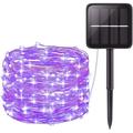 Solar Outdoor String Lights 100 LED Solar Powered Fairy Lights 33ft Flexible Copper Wire Auto On/Off 8 Modes Waterproof IP65 String Lights for Garden Patio Windows Trees Party (Purple)