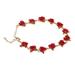 Kayannuo Back to School Clearance Rose Gold Color Link Chain Romantic Bracelet With Red Enamel Rose Jewelry