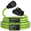 30 Amp RV Extension Cord GearIT (25 Feet) 3-Prong 125/250-Volt 10/3 STW 10AWG Gauge SJTW Locking Cable NEMA TT-30P to L5-30R RV Outdoor Camper Trailer Portable Generator Power Cord- 25ft