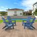 ACEGOSES 4Pcs Outdoor Folding Adirondack Chair Patio Plastic Fire Pit Chair for Outside Deck and and Balcony Navy Blue