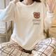 Cute & Warm Teddy Bear Pattern Loungewear Pajamas, Long Sleeve Pullover Tops & Plaid Pants, Women's Sleepwear & Loungewear