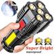 Usb Rechargeable Flashlight With 5 Led And Cob Side Lights - 4 Modes Torch For Outdoor Camping And Fishing