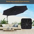 FLAME&SHADE 11FT Round Cantilever Umbrella For Your Outdoor Space â€“ 240g Solution-Dyed Fabric Aluminum Frame and Innovative 360Â° Rotation System Anthracite