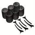 12pcs/set Hair Rollers And Clips Set With 6pcs Diy Self Grip Hair Curlers And 6pcs Hair Clips For Women