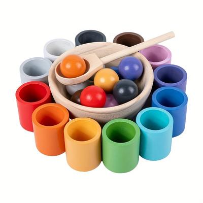 TEMU Wooden Montessori Sorting Game Toys Early Color Matching And Quantity Calculation Educational Toys, , Christmas, And Thanksgiving Day Gift