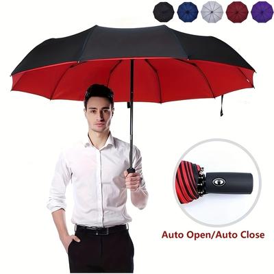TEMU Automatic Open/close, Windproof Umbrella - , Thickened Canopy For Rain Protection, Ideal For Business Use, Automatic Folding Umbrella Image