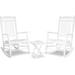 Wooden Rocking Chairs for Outside Set of 2 Outdoor Chaise Longue Front Porch Furniture with Table for Garden Patio White