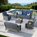 Vcatnet 6 Pieces Outdoor Patio Furniture Sectional Sofa All-weather Conversation Set with Swivel Rocking Chairs and Coffee Table for Garden Poolside Denim blue