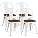 LLBIULife Set of 4 Metal Dining Chairs with Wood Top Seat Tolix Style Stackable Bistro Cafe Side Chair Indoor Outdoor Dining Chairs with High Backrest Perfect for Living Room Restaura