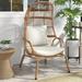 DWVO Wicker Outdoor Egg Chair Patio Rattan Basket Chair with 400lbs Capacity - Egg Chairs with Stand & Cushion Cocoon Chair for Bedroom Patio Balcony - Beige