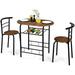 LLBIULife 3 Piece Dining Set Compact 2 Chairs and Table Set with Metal Frame and Bistro Pub Breakfast Space Saving for Apartment and Kitchen (Natural & Black)