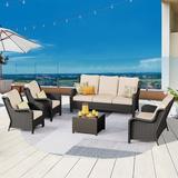 Vcatnet 5 Pieces Outdoor Patio Furniture Sectional Sofa All-weather Conversation Set with Coffee Table for Garden Poolside Beige