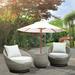 Cozy Outdoor Set - Swivel Woven Chairs Side Table - All-Weather Resin Wicker Powder-Coated Aluminum Fully Assembled